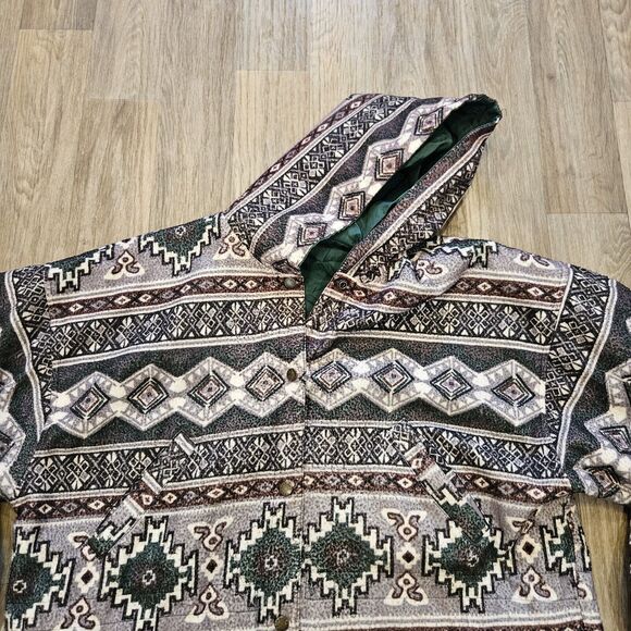 Vtg Casual Club Aztec Southwestern Jacket Mens L Reversible Windbreaker Fleece - Picture 2 of 10